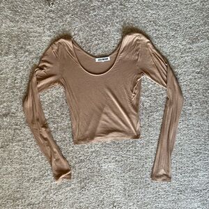 Joah Brown Modal Long Sleeve Crop/ Light Brown S/M